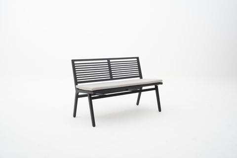 Armless Outdoor Settee Bench with Seat Pad