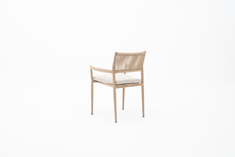Wicker Outdoor Dining Armchair with seat cushion