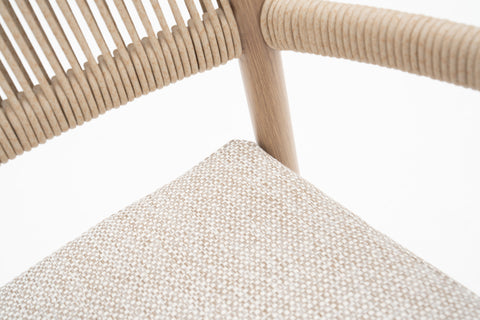 Wicker Outdoor Dining Armchair with seat cushion