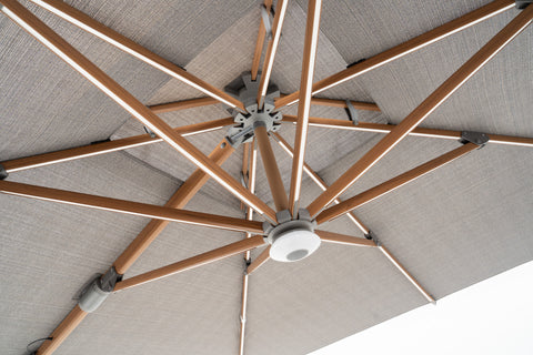 Cantilever Parasol with dual layer square canopy & LED lights