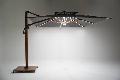 Cantilever Parasol with dual layer square canopy & LED lights