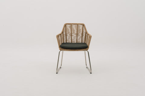 ALMA Synthetic Rattan Wicker Weave Outdoor Dining Armchair with Seat Pad