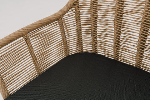 ALMA Synthetic Rattan Wicker Weave Outdoor Dining Armchair with Seat Pad
