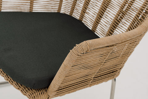 ALMA Synthetic Rattan Wicker Weave Outdoor Dining Armchair with Seat Pad