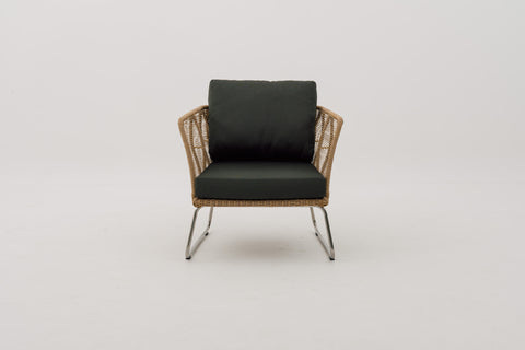 ALMA Synthetic Rattan Wicker Weave Outdoor Lounge Chair with Seat & Back Cushions