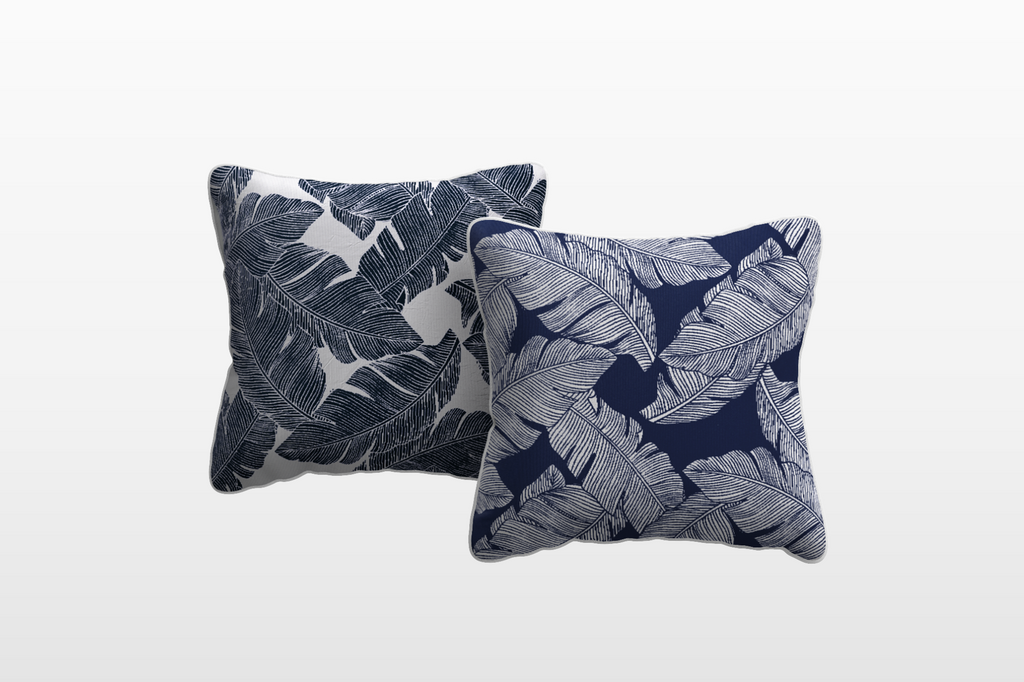 ARTEMIS Outdoor Cushion (Color: Elegant Navy / Motif: Lobed Leaves)