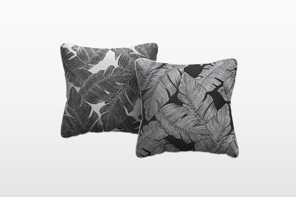 ARTEMIS Outdoor Cushion (Color: Steady Grey-Black / Motif: Lobed Leaves)