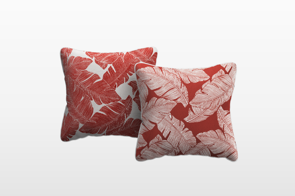 ARTEMIS Outdoor Cushion (Color: Warm Salmon / Motif: Lobed Leaves)