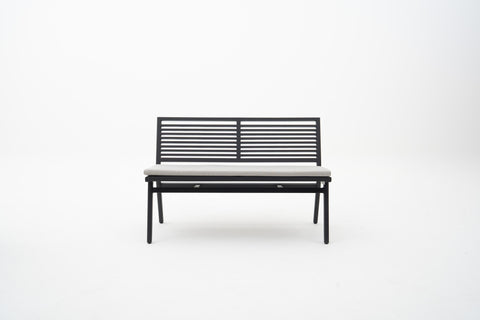 Armless Outdoor Settee Bench with Seat Pad