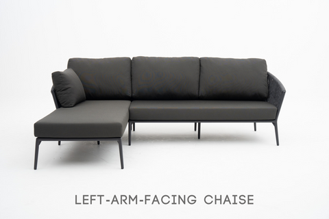 Rope Weave Outdoor L-Sectional Sofa with Seat & Back Cushions
