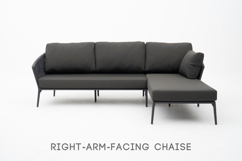 Rope Weave Outdoor L-Sectional Sofa with Seat & Back Cushions