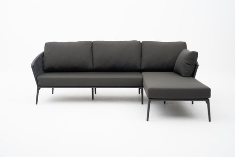 Rope Weave Outdoor L-Sectional Sofa with Seat & Back Cushions