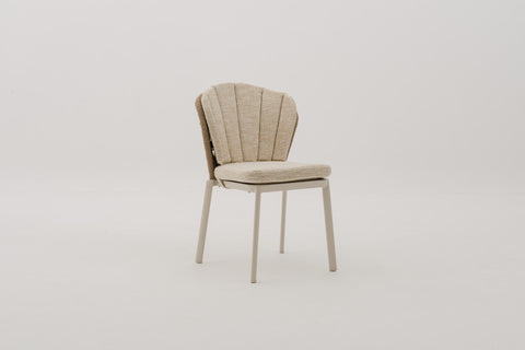 CORALENA Rope Weave Dining Side Chair with Seat & Back Cushions