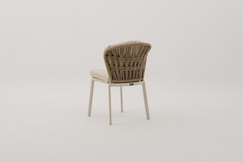 CORALENA Rope Weave Dining Side Chair with Seat & Back Cushions
