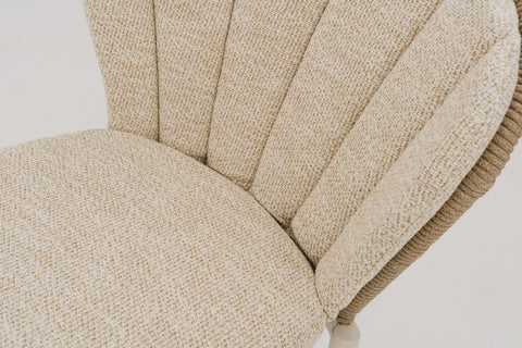 CORALENA Rope Weave Dining Side Chair with Seat & Back Cushions