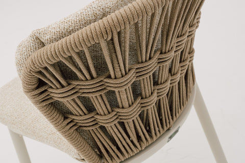 CORALENA Rope Weave Dining Side Chair with Seat & Back Cushions