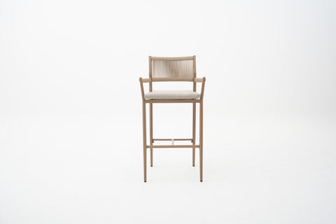 Wicker Weave Outdoor Bar Chair with Seat Cushion