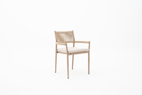 Wicker Outdoor Dining Armchair with seat cushion