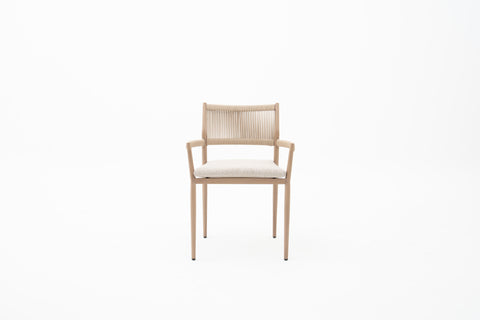 Wicker Outdoor Dining Armchair with seat cushion