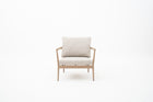 Outdoor Wicker Lounge Chair in Wood-look frame & wheat color cushions
