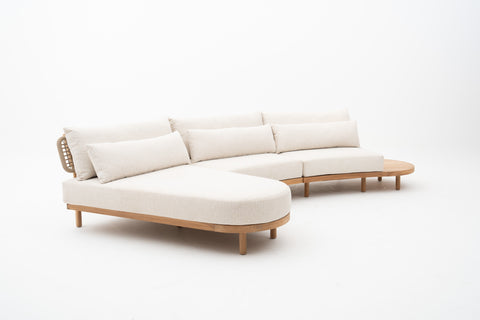  Cream White L-Sectional Outdoor Sofa