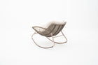 Outdoor Wicker Rocking Chair in Wood-Look Frame & Ivory Cushion