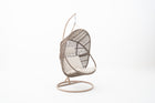 Wicker Weave Outdoor Hanging Chair with Wood-look Frame & Ivory Cushion