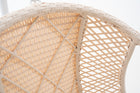 Wicker Weave Outdoor Hanging Chair with white frame & ivory cushions