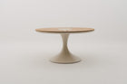 FIJORA Round Outdoor Dining Table in ivory colour with Synthetic Wood & Sintered Stone Top