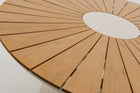 FIJORA Round Outdoor Dining Table in ivory colour with Synthetic Wood & Sintered Stone Top