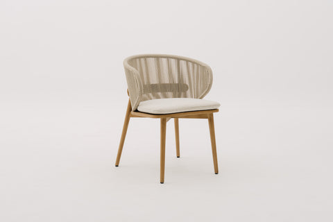 INDIARA Outdoor Rope Weave Dining Chair with Seat Pad