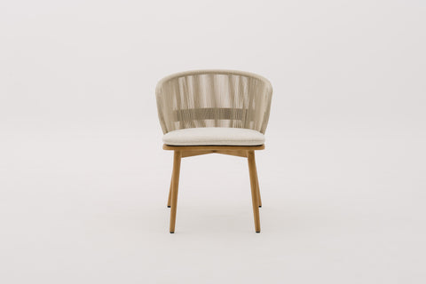 INDIARA Outdoor Rope Weave Dining Chair with Seat Pad