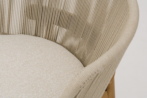 INDIARA Outdoor Rope Weave Dining Chair with Seat Pad