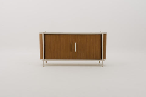 KOROBOX Storage Cabinet with Synthetic Wood Carcass, Tambour Doors & Sintered Stone Top