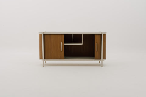 KOROBOX Storage Cabinet with Synthetic Wood Carcass, Tambour Doors & Sintered Stone Top