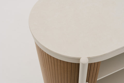 KOROBOX Storage Cabinet with Synthetic Wood Carcass, Tambour Doors & Sintered Stone Top