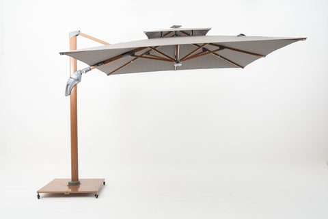 Cantilever Parasol with dual layer square canopy  & LED lights