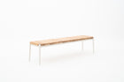 Outdoor Bench in white frame & teak wood slat top