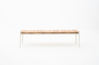 Outdoor Bench in white frame & teak wood slat top