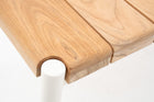 Outdoor Bench in white frame & teak wood slat top