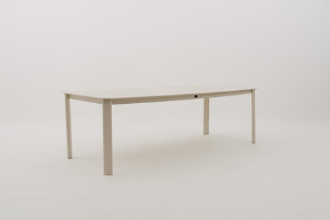MACUATAZEN Rectangular Outdoor Dining Table with Sintered Stone Top in ivory color