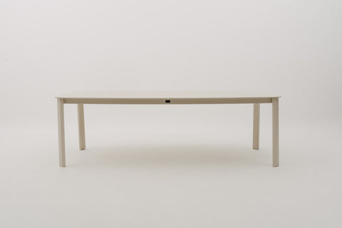 MACUATAZEN Rectangular Outdoor Dining Table with Sintered Stone Top in ivory color