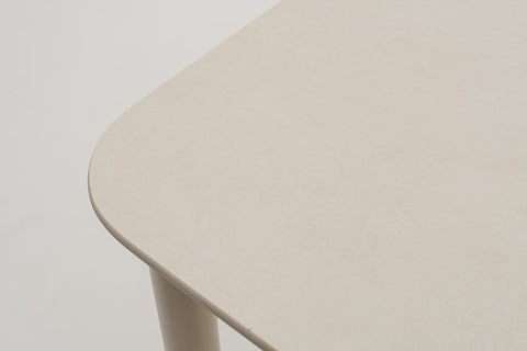 MACUATAZEN Rectangular Outdoor Dining Table with Sintered Stone Top in ivory color