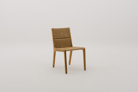 METZWICK Synthetic Rattan Wicker Weave Outdoor Dining Side Chair in Teak Wood Frame
