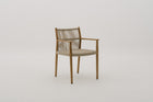 MORENOI Outdoor Rope Weave Dining Armchair in Mahogany Wood Frame
