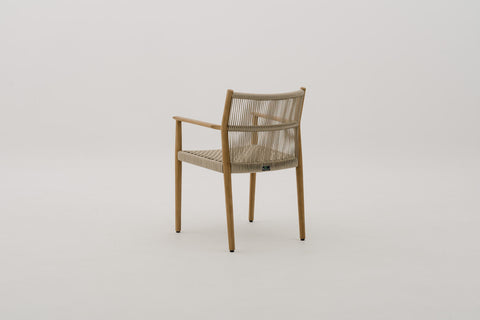 MORENOI Outdoor Rope Weave Dining Armchair in Mahogany Wood Frame