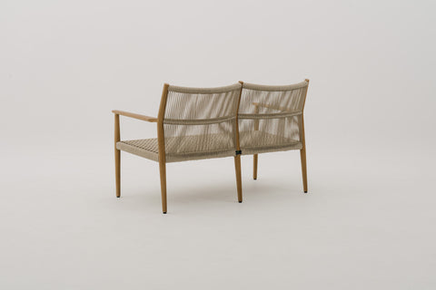 MORENOI Outdoor Rope Weave Loveseat in Mahogany Wood Frame