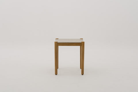 MORENOI Square Outdoor Side Table in Mahogany Wood Frame with Sintered Stone Top