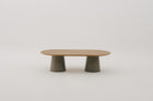 RHODEBELLE Racetrack Oval Outdoor Coffee Table with Mahogany Wood Top