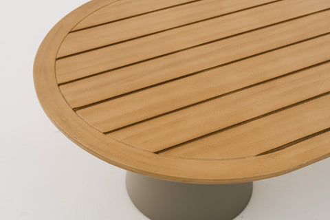 RHODEBELLE Racetrack Oval Outdoor Coffee Table with Mahogany Wood Top
